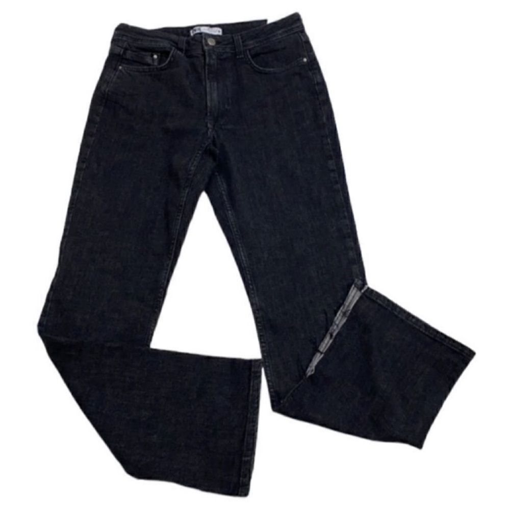 Zara Ankle Mid-rise Black Flare Jeans (Size 8) - Picture 5 of 10
